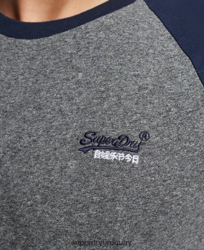uy Superdry hombres camiseta de béisbol de algodón orgánico gris oscuro DT2N8Z4858 ropa