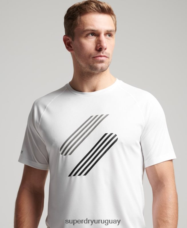 uy Superdry hombres camiseta de bloqueo activo de tren blanco DT2N8Z1435 ropa