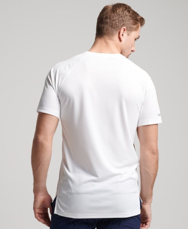 uy Superdry hombres camiseta de bloqueo activo de tren blanco DT2N8Z1435 ropa