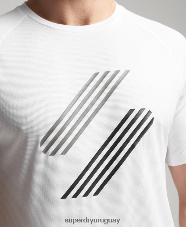 uy Superdry hombres camiseta de bloqueo activo de tren blanco DT2N8Z1435 ropa