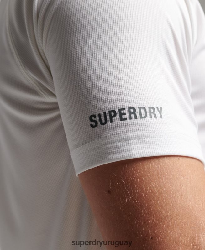 uy Superdry hombres camiseta de bloqueo activo de tren blanco DT2N8Z1435 ropa