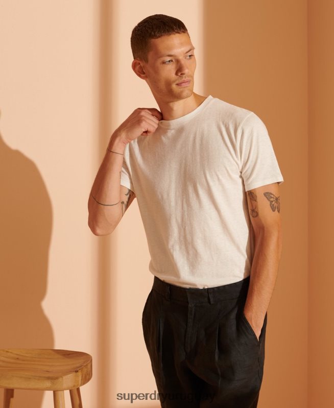 uy Superdry hombres camiseta de cáñamo de edición limitada blanco DT2N8Z4986 ropa