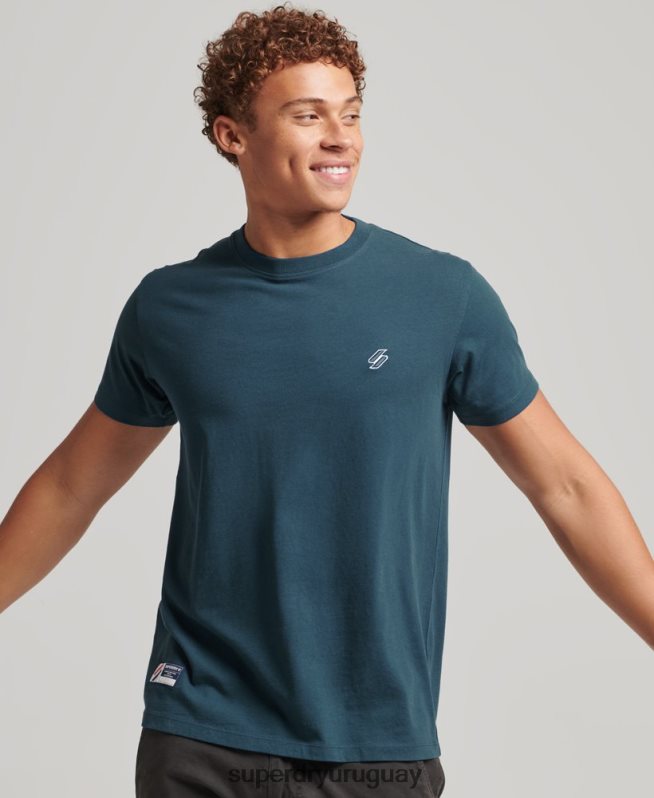 uy Superdry hombres camiseta de corte holgado con logo esencial de algodón orgánico azul oscuro DT2N8Z4951 ropa