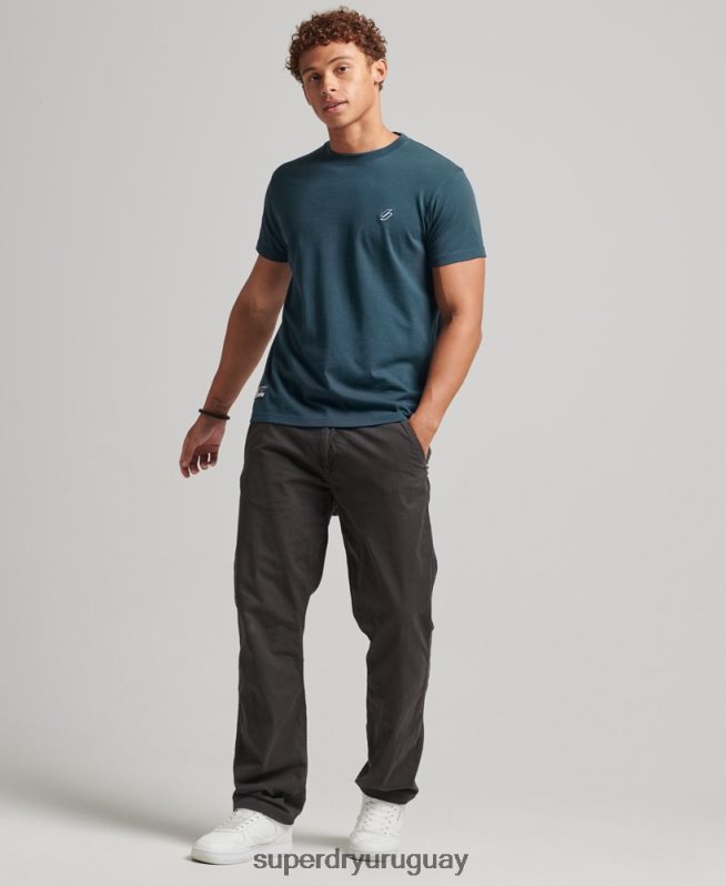 uy Superdry hombres camiseta de corte holgado con logo esencial de algodón orgánico azul oscuro DT2N8Z4951 ropa