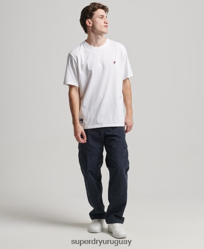 uy Superdry hombres camiseta de corte holgado con logo esencial de algodón orgánico blanco DT2N8Z4955 ropa