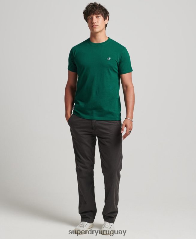 uy Superdry hombres camiseta de corte holgado con logo esencial de algodón orgánico verde DT2N8Z4969 ropa
