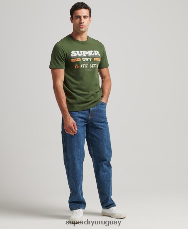 uy Superdry hombres camiseta de escritor de carteles vintage gris DT2N8Z4874 ropa