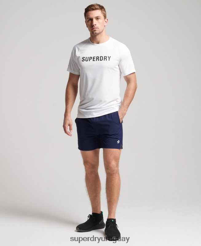 uy Superdry hombres camiseta de manga corta con logo activo de tren blanco DT2N8Z1422 ropa