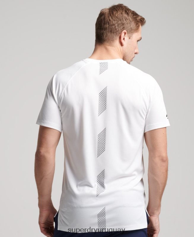 uy Superdry hombres camiseta de manga corta con logo activo de tren blanco DT2N8Z1422 ropa