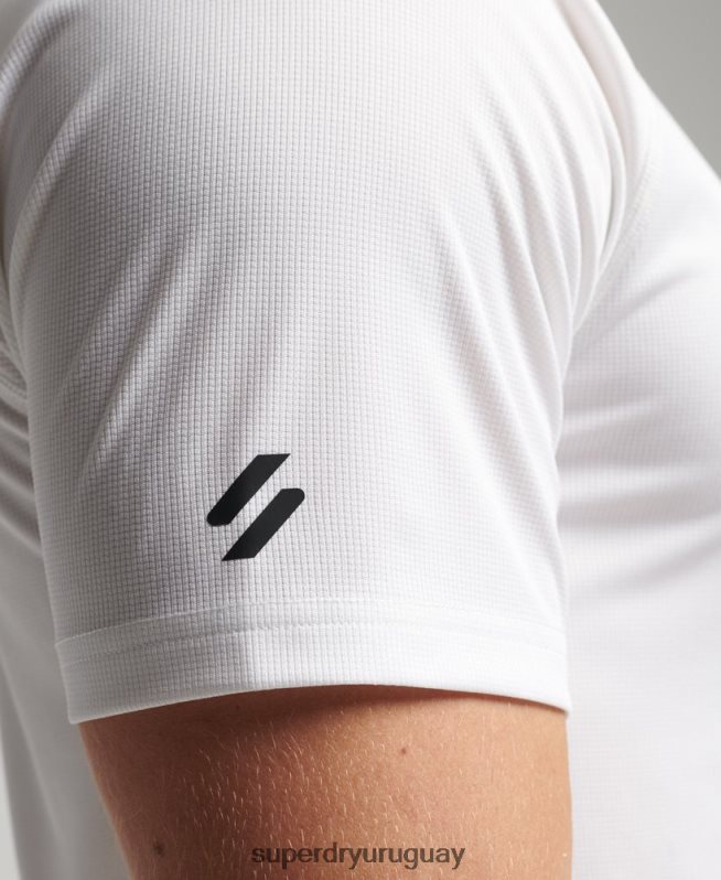 uy Superdry hombres camiseta de manga corta con logo activo de tren blanco DT2N8Z1422 ropa