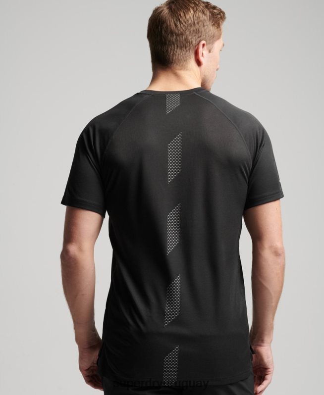 uy Superdry hombres camiseta de manga corta con logo activo de tren negro DT2N8Z1430 ropa