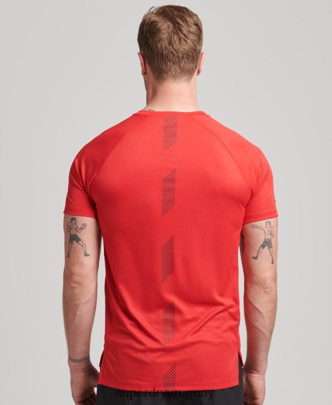 uy Superdry hombres camiseta de manga corta con logo activo de tren rojo DT2N8Z1436 ropa