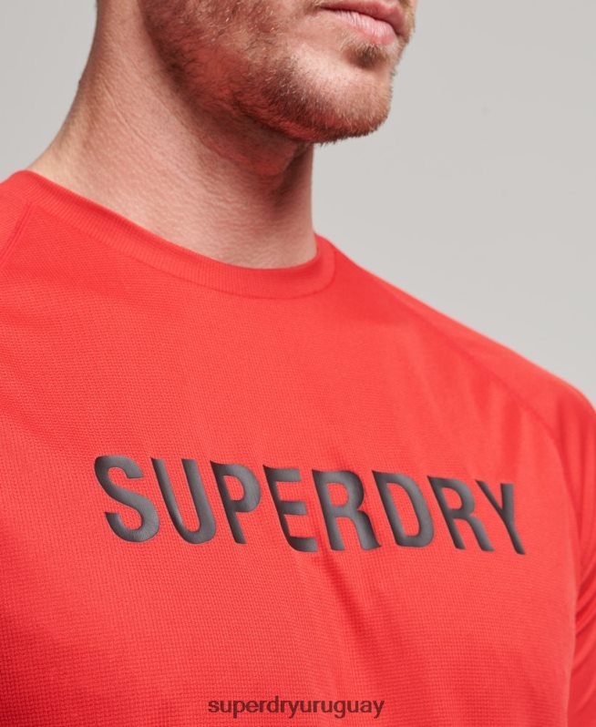 uy Superdry hombres camiseta de manga corta con logo activo de tren rojo DT2N8Z1436 ropa