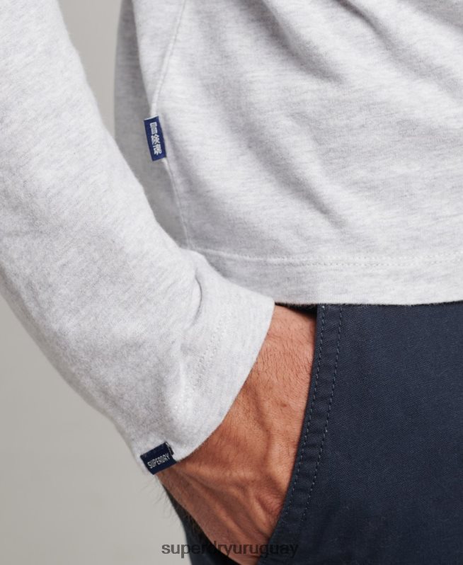 uy Superdry hombres camiseta de manga larga con logo esencial de algodón orgánico gris claro DT2N8Z1546 ropa