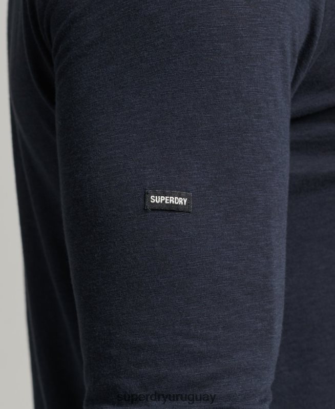 uy Superdry hombres camiseta de manga larga de jersey flameado de algodón orgánico Armada DT2N8Z6479 ropa