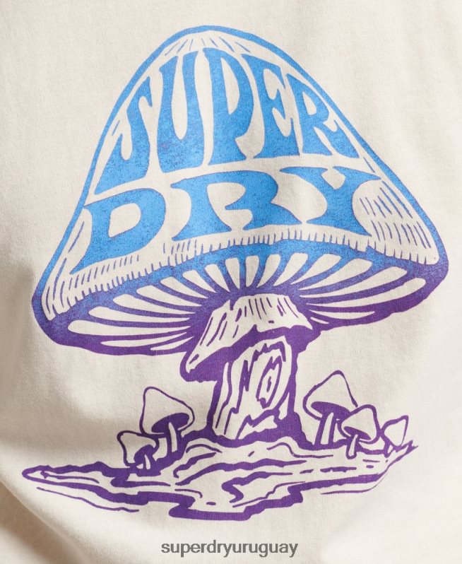 uy Superdry hombres camiseta de manga larga psych rock crema DT2N8Z1582 ropa