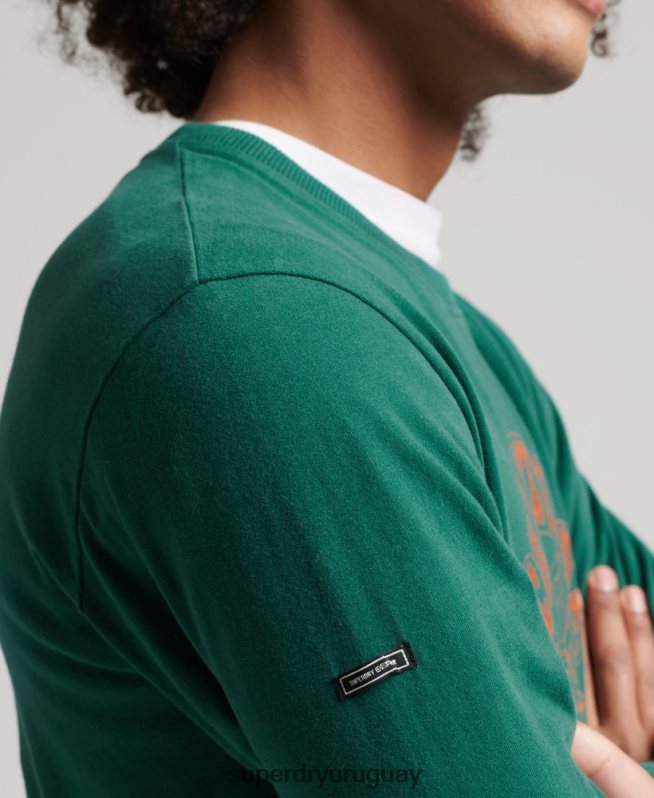 uy Superdry hombres camiseta de manga larga psych rock verde DT2N8Z1554 ropa