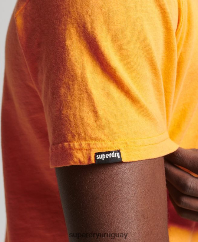 uy Superdry hombres camiseta de neón de la marca vintage naranja DT2N8Z4796 ropa
