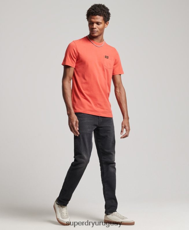 uy Superdry hombres camiseta de trabajo de algodón orgánico con bolsillo naranja DT2N8Z4930 ropa