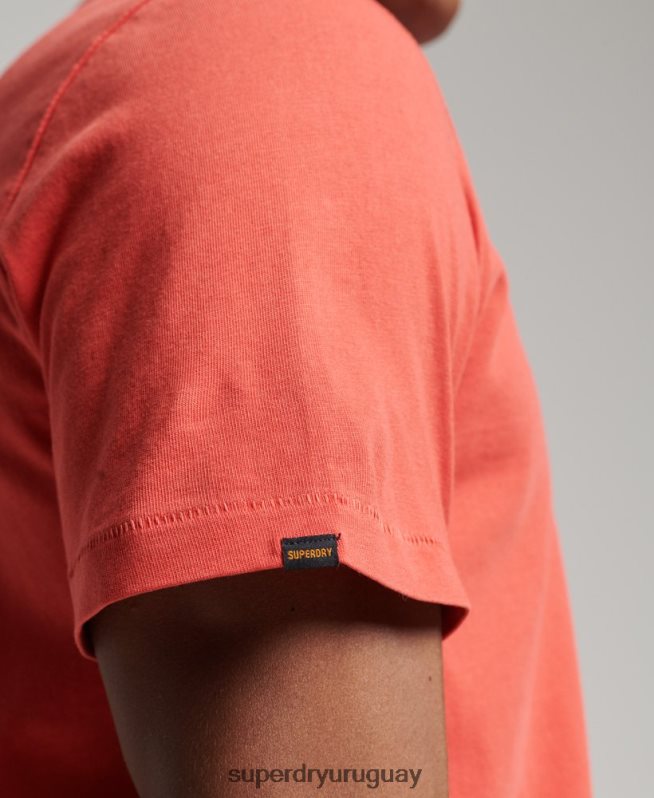 uy Superdry hombres camiseta de trabajo de algodón orgánico con bolsillo naranja DT2N8Z4930 ropa