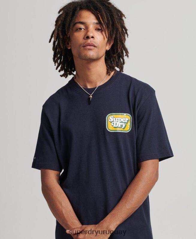 uy Superdry hombres camiseta gráfica cooper retro años 70 Armada DT2N8Z4811 ropa
