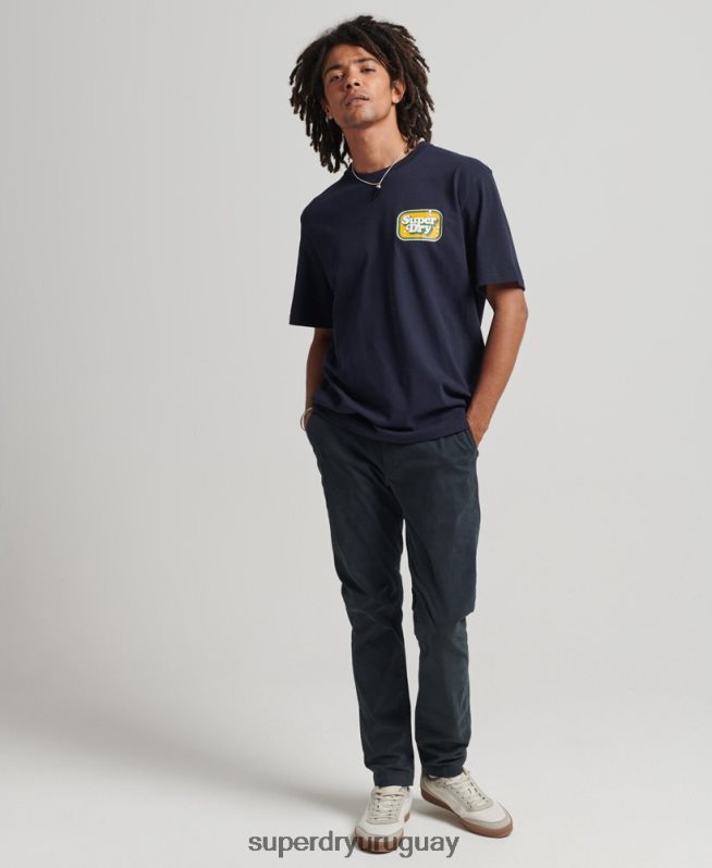 uy Superdry hombres camiseta gráfica cooper retro años 70 Armada DT2N8Z4811 ropa