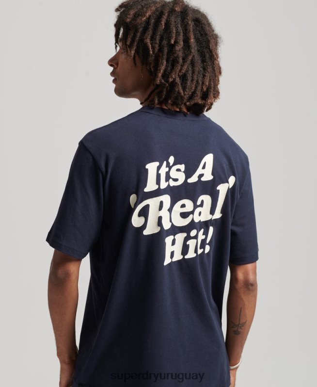 uy Superdry hombres camiseta gráfica cooper retro años 70 Armada DT2N8Z4811 ropa