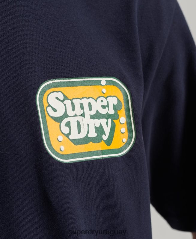 uy Superdry hombres camiseta gráfica cooper retro años 70 Armada DT2N8Z4811 ropa