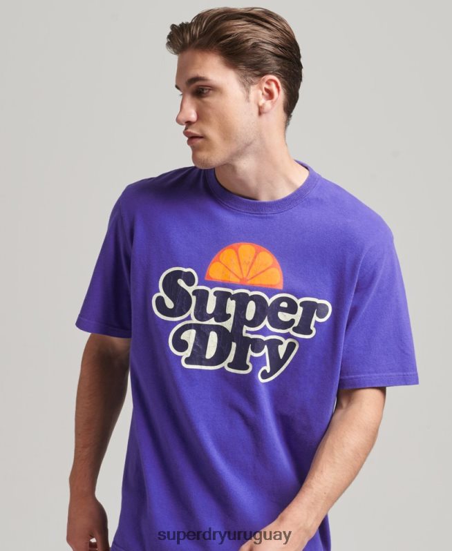 uy Superdry hombres camiseta gráfica cooper retro años 70 azul claro DT2N8Z4900 ropa