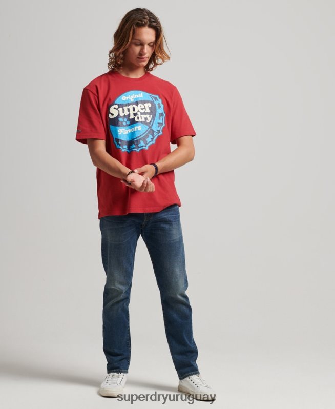 uy Superdry hombres camiseta gráfica cooper retro años 70 rojo DT2N8Z4878 ropa