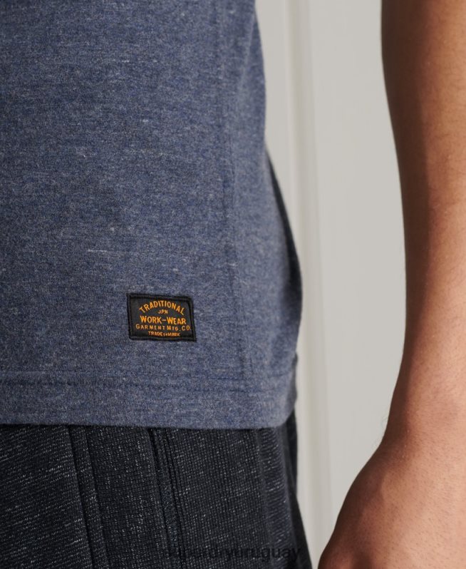 uy Superdry hombres camiseta henley de manga corta de algodón orgánico Armada DT2N8Z6491 ropa