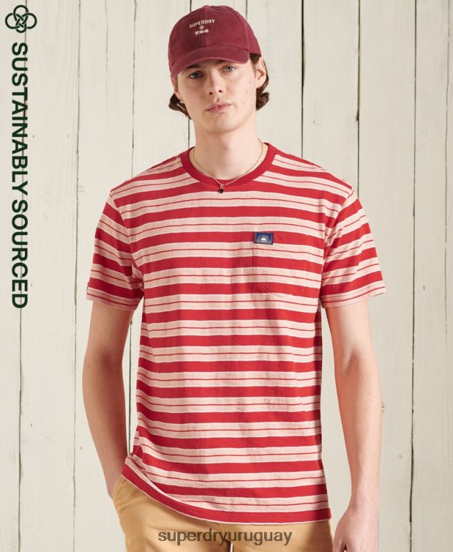uy Superdry hombres camiseta holgada cali surf de algodón orgánico rojo DT2N8Z4983 ropa