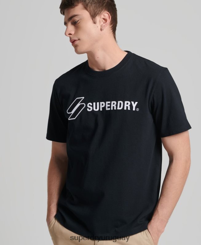 uy Superdry hombres camiseta holgada con aplique del logo negro DT2N8Z4852 ropa