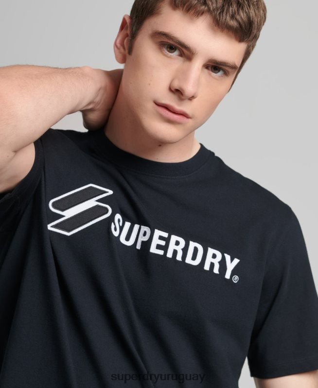 uy Superdry hombres camiseta holgada con aplique del logo negro DT2N8Z4852 ropa