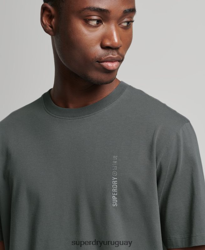 uy Superdry hombres camiseta holgada lineal con logo central verde DT2N8Z4977 ropa