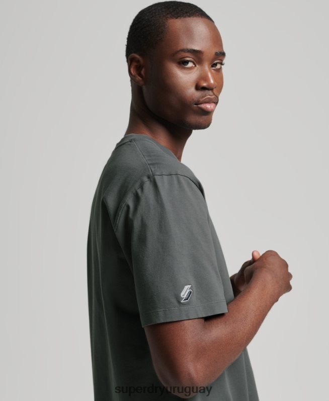 uy Superdry hombres camiseta holgada lineal con logo central verde DT2N8Z4977 ropa
