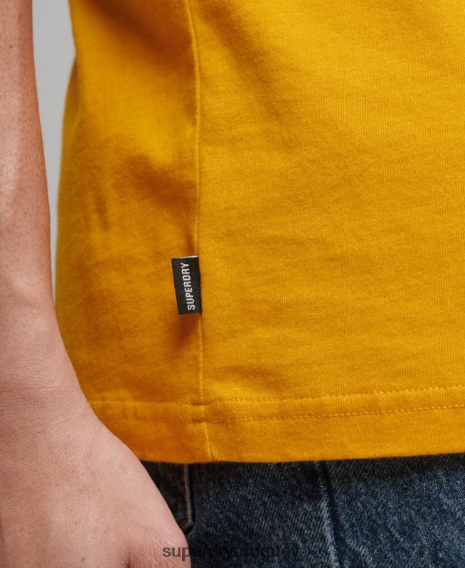 uy Superdry hombres camiseta holgada vintage de algodón orgánico con cuello vuelto oro DT2N8Z4933 ropa