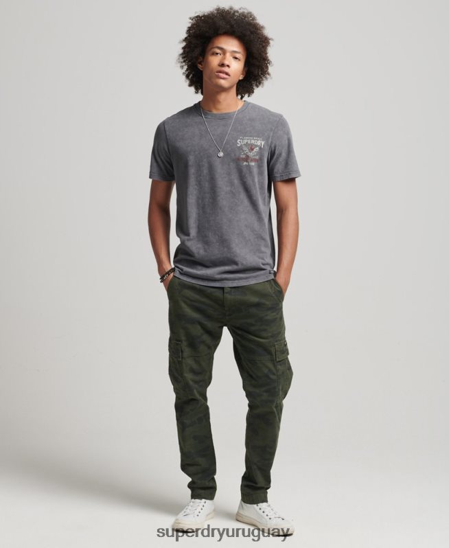 uy Superdry hombres camiseta independiente negro DT2N8Z4925 ropa