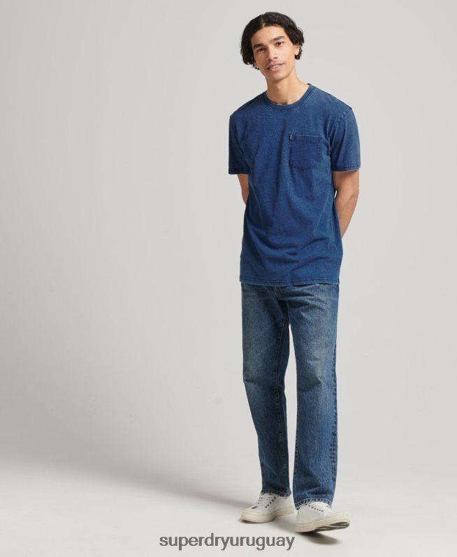uy Superdry hombres camiseta índigo vintage de algodón orgánico azul DT2N8Z4847 ropa