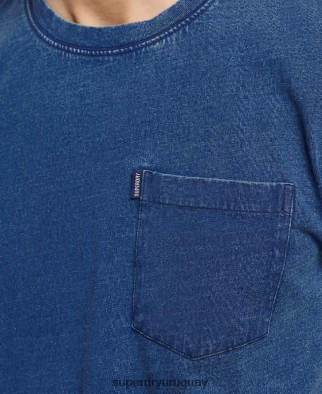 uy Superdry hombres camiseta índigo vintage de algodón orgánico azul DT2N8Z4847 ropa