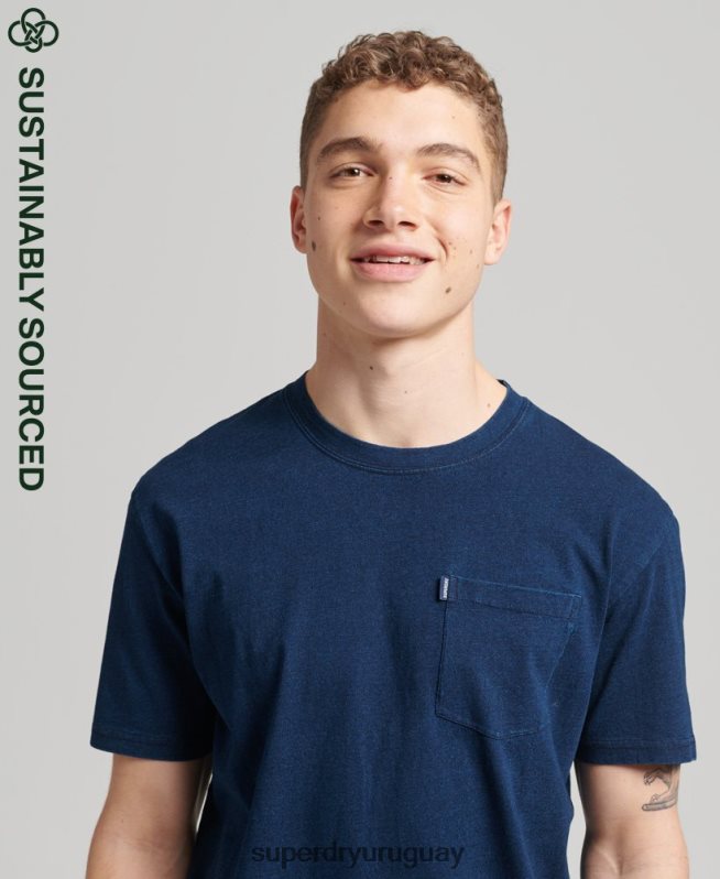 uy Superdry hombres camiseta índigo vintage de algodón orgánico azul oscuro DT2N8Z4892 ropa