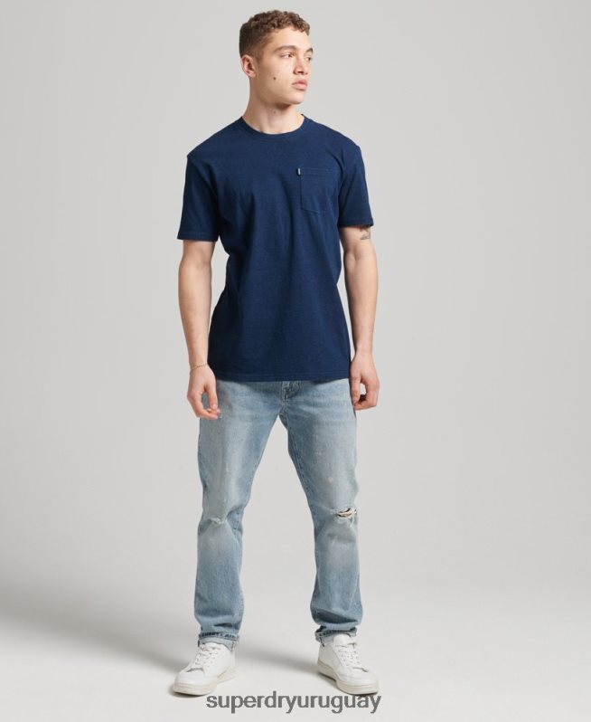 uy Superdry hombres camiseta índigo vintage de algodón orgánico azul oscuro DT2N8Z4892 ropa