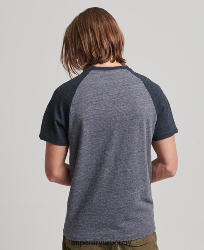 uy Superdry hombres camiseta raglán vintage con apliques de gran aire libre Armada DT2N8Z115 ropa