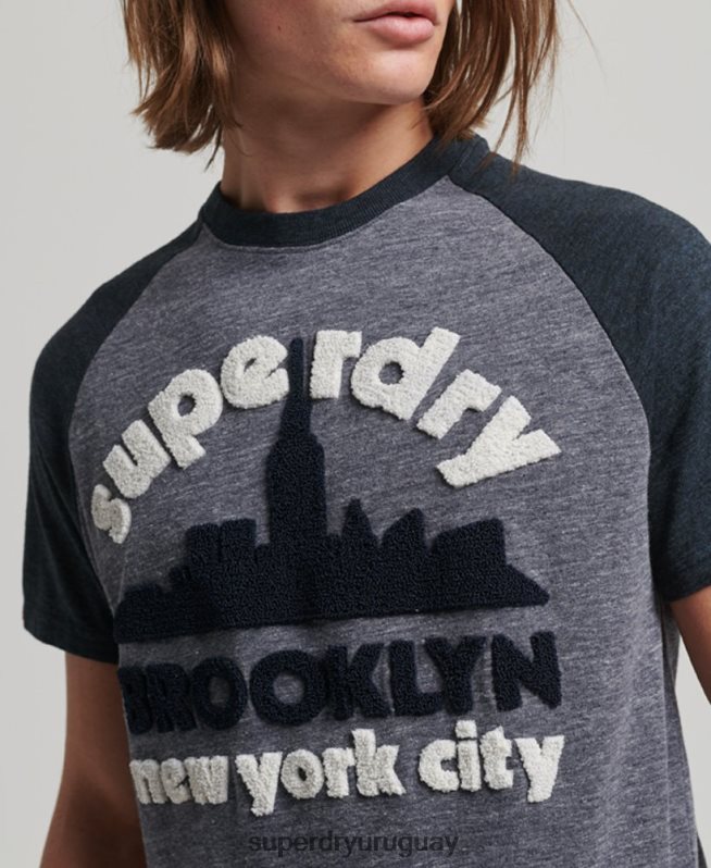 uy Superdry hombres camiseta raglán vintage con apliques de gran aire libre Armada DT2N8Z115 ropa
