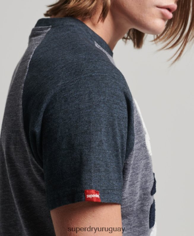 uy Superdry hombres camiseta raglán vintage con apliques de gran aire libre Armada DT2N8Z115 ropa