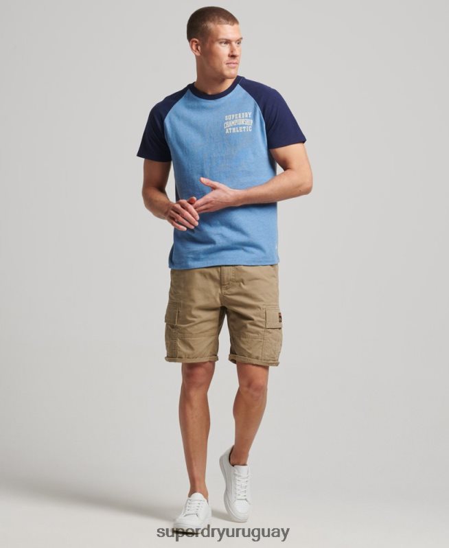 uy Superdry hombres camiseta raglan deportiva vintage de algodón orgánico azul oscuro DT2N8Z89 ropa