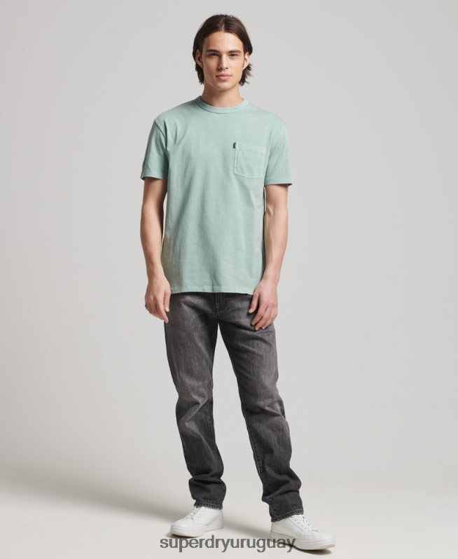 uy Superdry hombres camiseta ranchera surfera vintage de algodón orgánico azul claro DT2N8Z4886 ropa