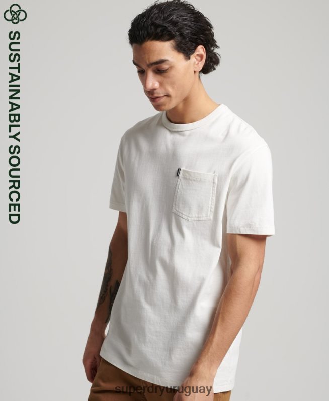 uy Superdry hombres camiseta ranchera surfera vintage de algodón orgánico blanco DT2N8Z4861 ropa