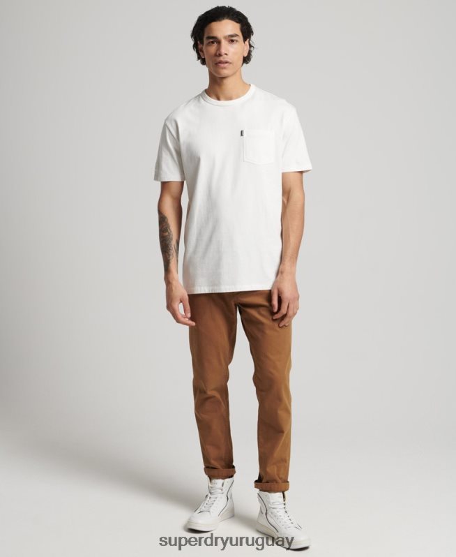uy Superdry hombres camiseta ranchera surfera vintage de algodón orgánico blanco DT2N8Z4861 ropa