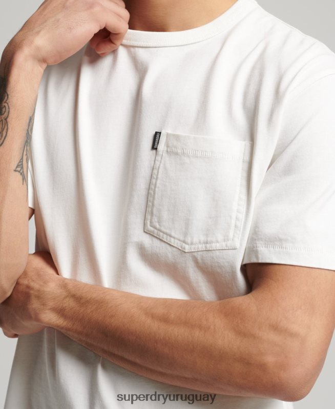 uy Superdry hombres camiseta ranchera surfera vintage de algodón orgánico blanco DT2N8Z4861 ropa